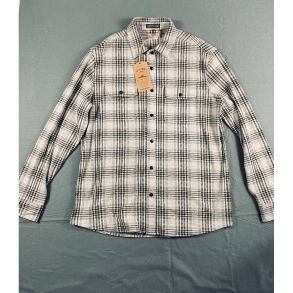 NWT Faherty Flannel Legend Sweater Shirt Men's XL Grey Long Sleeve MSRP $178